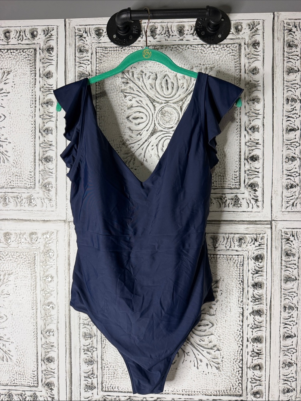 Summersalts Women’s Navy Ruffle Sleeve V-Neck Bodysuit